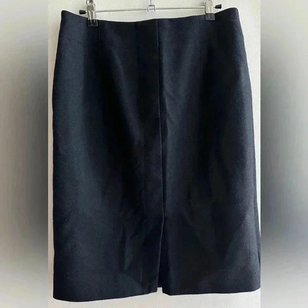 J. Crew Black Wool Skirt, Black Pencil Skirt, Solid Knee-Length Skirt, Size 4